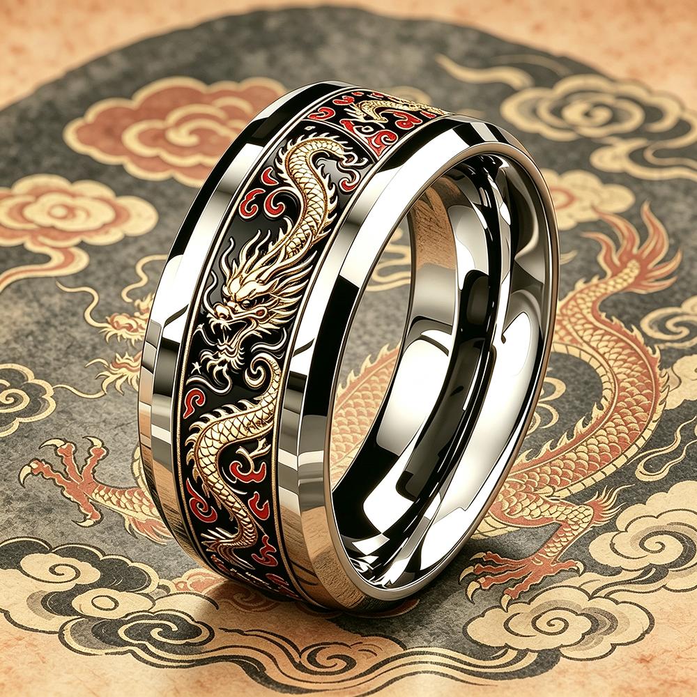 Cool Domineering Auspicious Cloud Dragon Ring Retro Punk Stainless Steel Dragon Rings for Men Rock Biker Jewelry Anillos Hombre