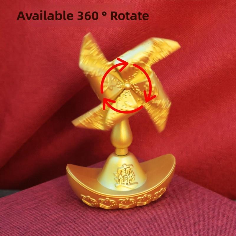 Mini Ingot Windmill Tree Metal Ornament Home Living Room Tabletop Decor Rotatable Gold Money Tree Figurine for Home Decoration