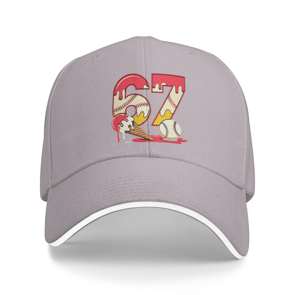 Baseball Drip 67 Cool Player Number 67 Ice Cream Drip Sun Baseball Cap Summer Fashion Hip Hop Hats For Men Skate Snapback Cap