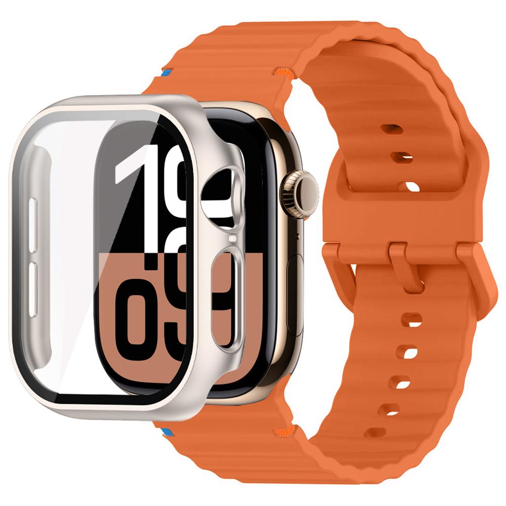 Verre+Coque+Bracelet Pour Apple Watch 10 bracelet 46mm 42mm 44mm 45mm 41mm 40mm 38mm Silicone Sport bracelet iWatch Series 9 8 7 6 3 5 SE