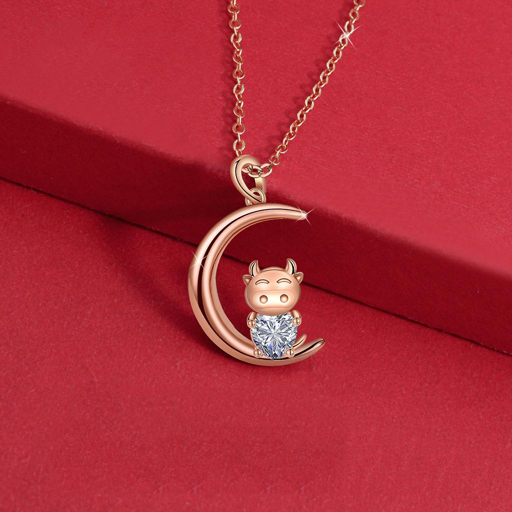 Love Zodiac Ox Necklace for Women In The Year of The Zodiac Year of The Ox, The Pendant Collarbone Chain