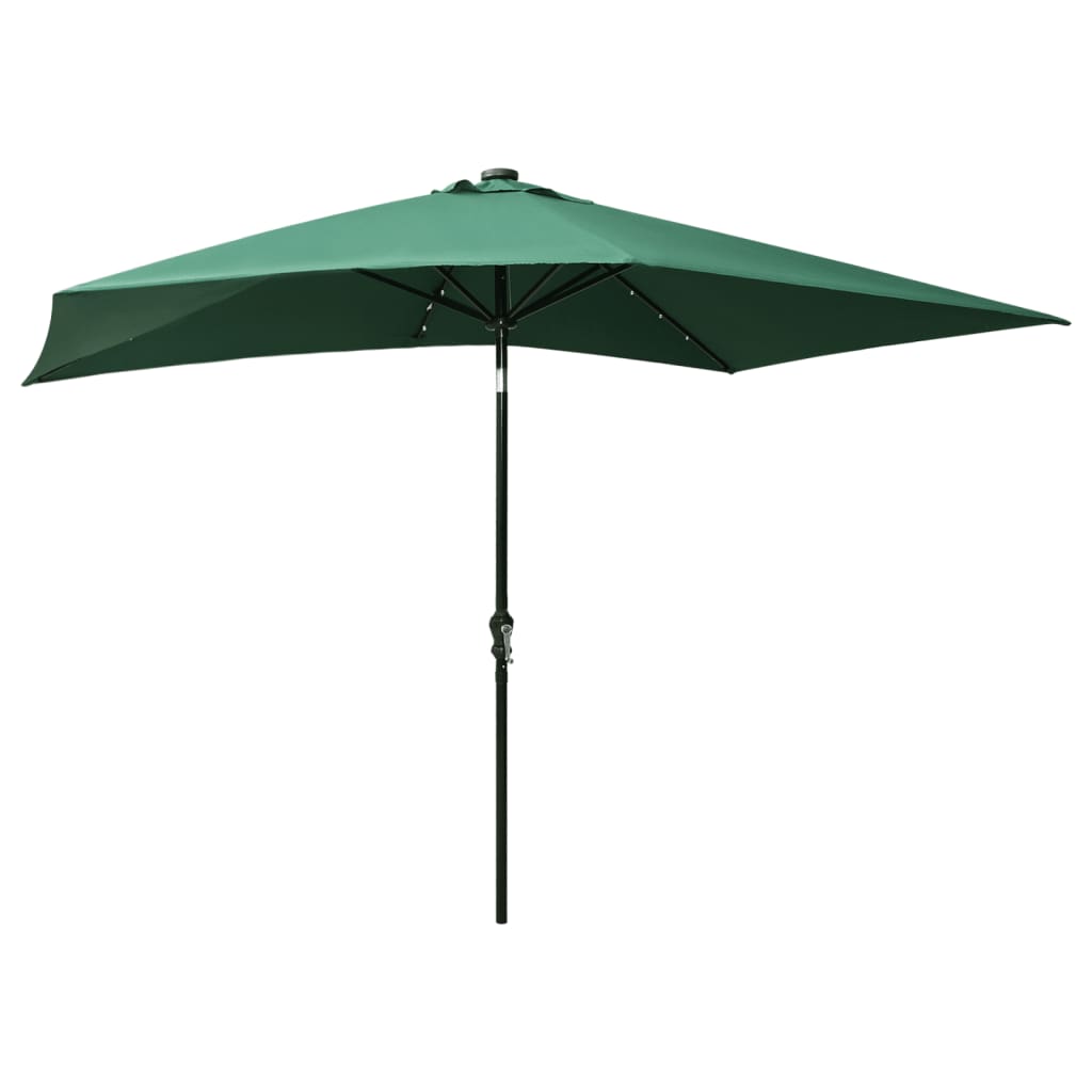Solar Powered LED Garden Umbrella with Steel Pole Green 2x3 M