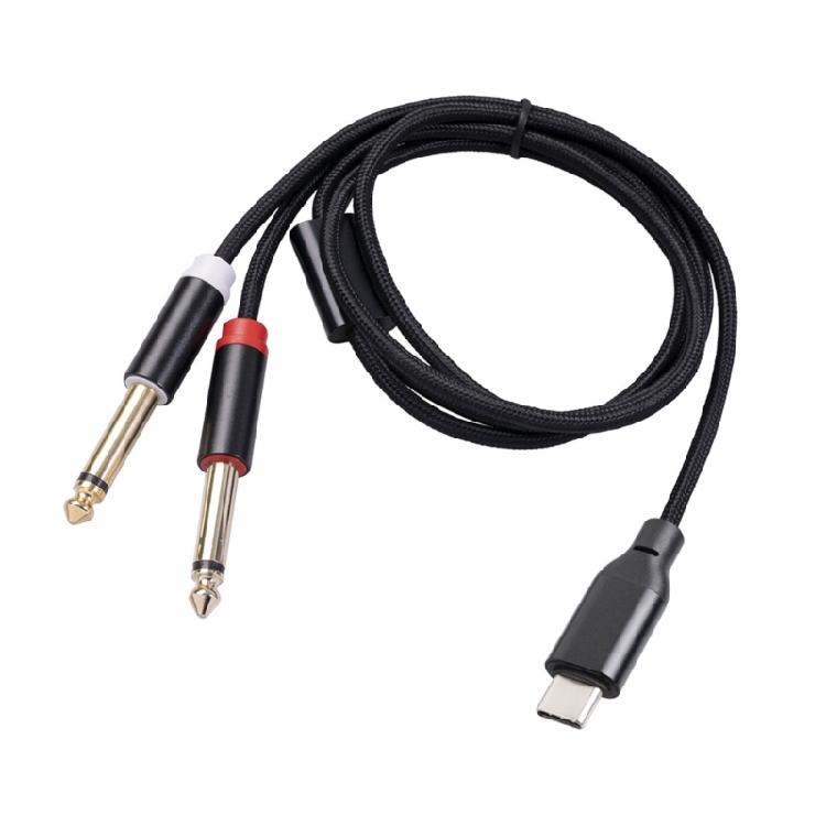 USB C to 6.35mm TRS Cable Type C to Double 6.35mm Cord Widely Compatibility