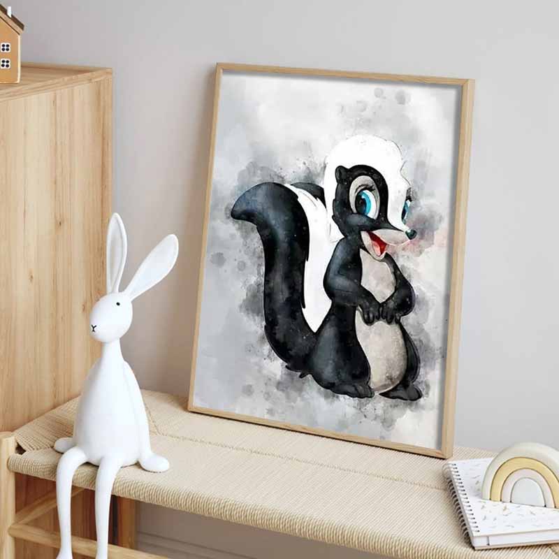Disney Diamond Painting Bambi and Flowers Watercolor Art Painting Cartoon Diamond Painting Full Diamond Cross Stitch DIY Gift Home Decoration