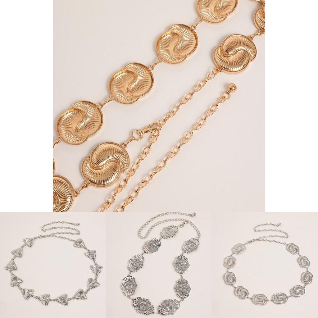 Retro Design Geometric Shape Metal Casual Waist Chain For Vintage Style Women Summer