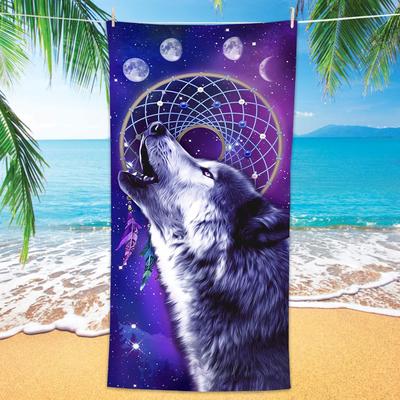 1PC Howling Wolf Beach Towel for Children Friends Gifts Towel Quick-Dry Towel For Bath Yoga Tourism Beach GYM Camping Swimming