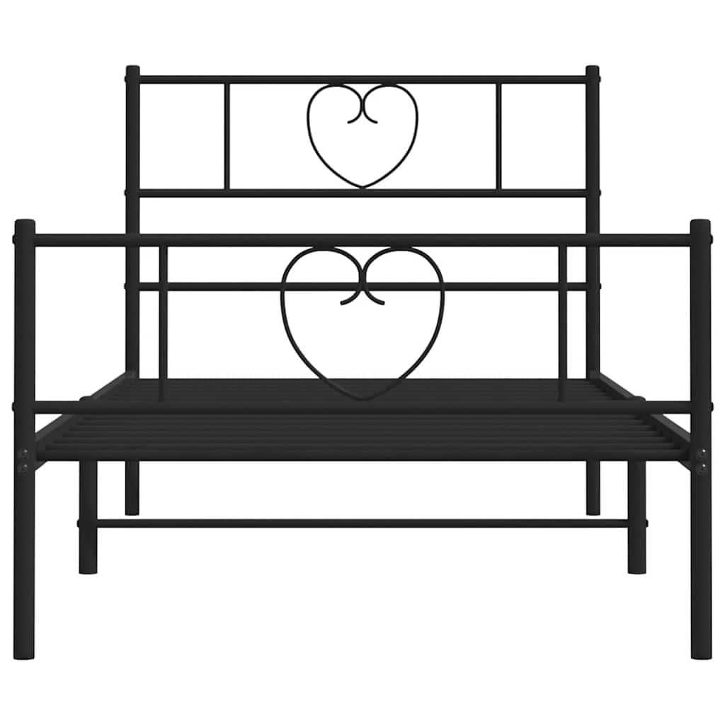 Vidaxl Struttura Letto in Metallo con Testiera e Pediera, Nera, 100X190Cm