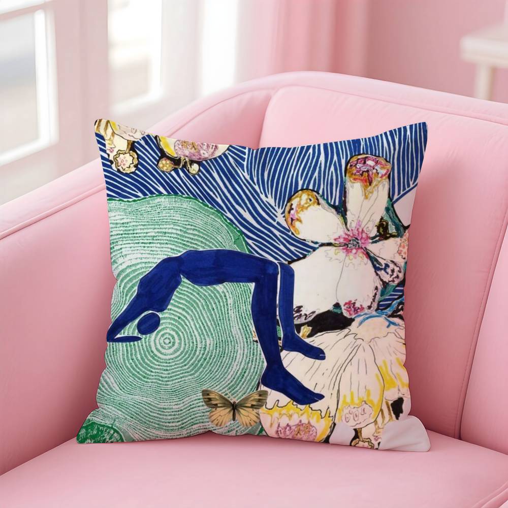Fashion H-Henri M-Matisse Painting Pillow Case Anti-dustmite Pillow Invisible zipper silky short plush Sofa cushion cover