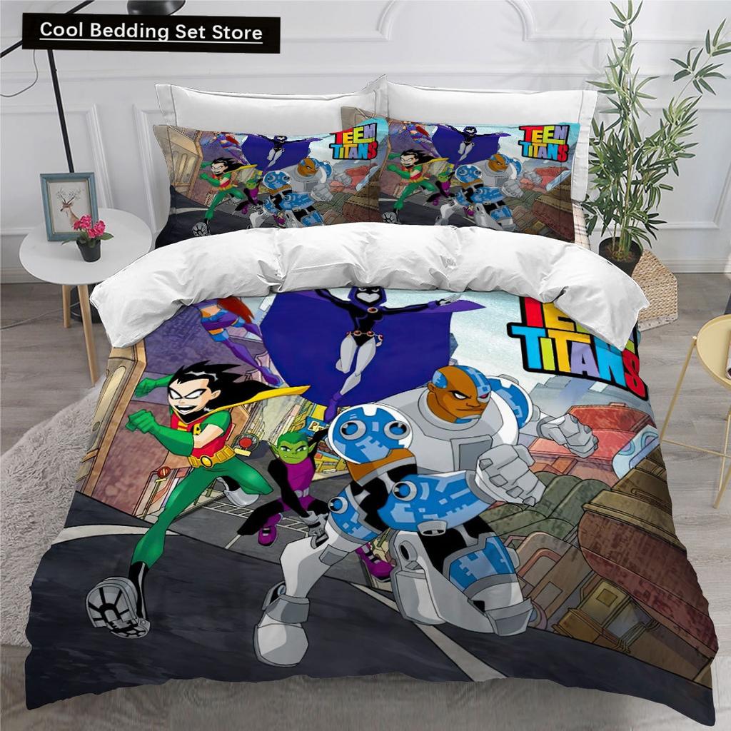 Teen Titans Go Povlečení Jednolůžko Twin Full Queen King Velikost Anime Sada Povlečení Aldult Dětský Pokoj Povlaky na Peřinu Sada 3D Tisk 014