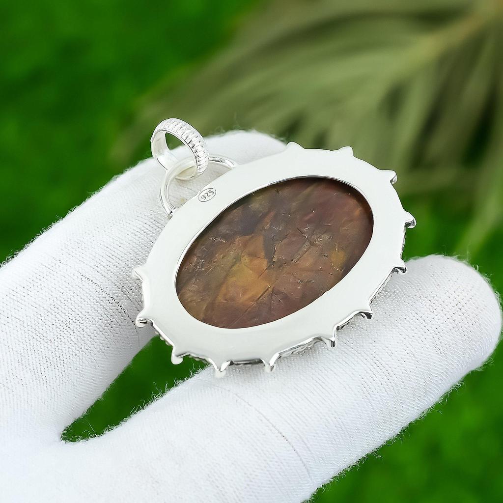 Natural Bloodstone Gemstone Pendant Green 925 Sterling Silver Indian Jewelry