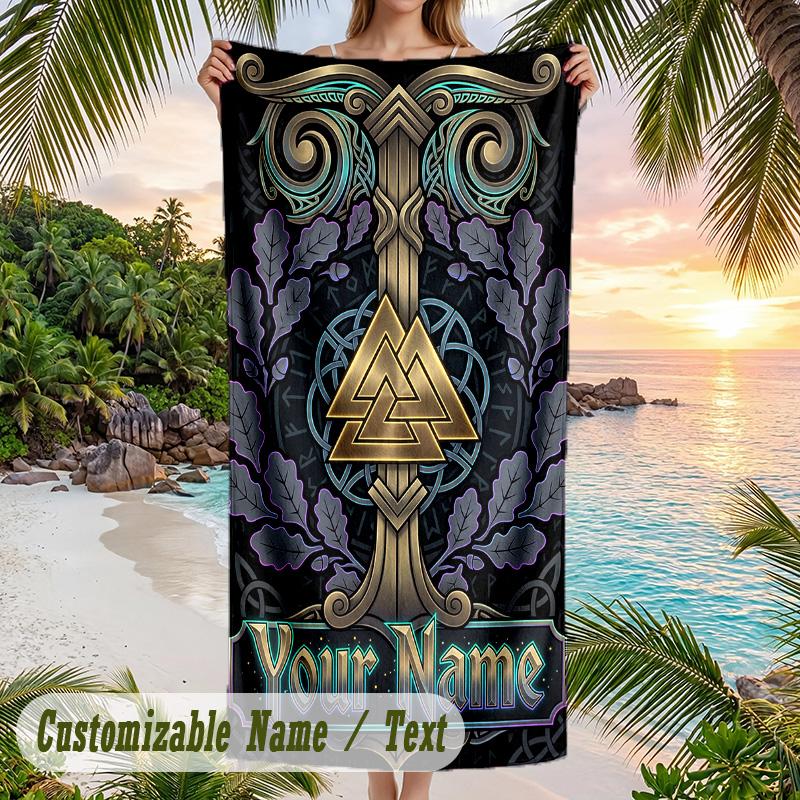Decorative Artwork Theme Beach Towel Personalized Custom Name & Text Soft Quick Dry Beach Towel for Swimming Travel