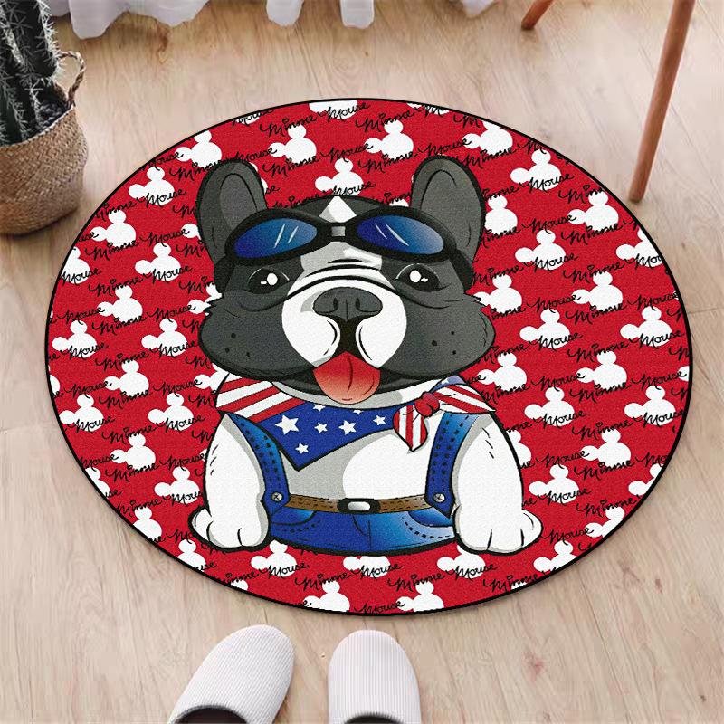 Cute Cartoon Pomeranian Carpet Girl Bedroom Floor Mat Cartoon Dog Pattern Carpet Home Living Room Round Floor Mat