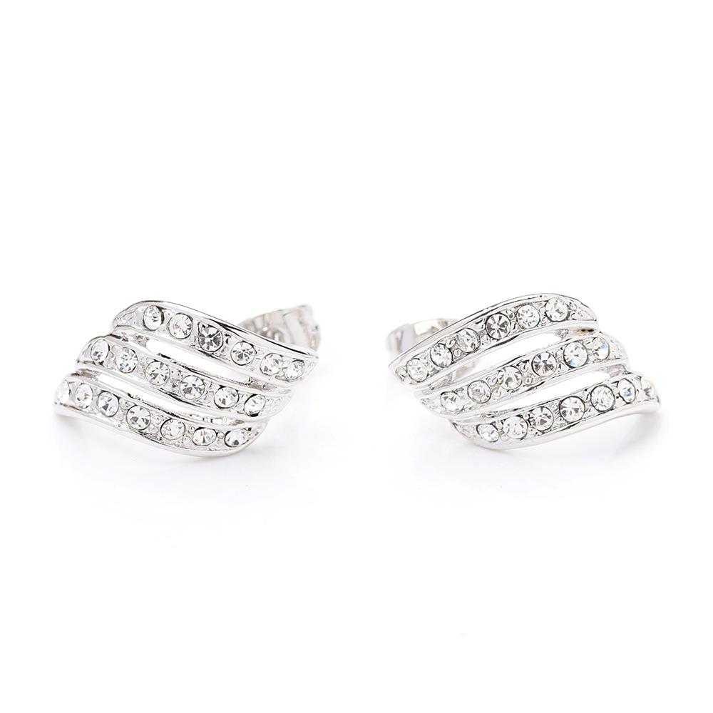 

Classic simple and versatile diamond-encrusted gold and silver feather earrings 925 silver needle earrings without ear piercings, ear clips, earrings