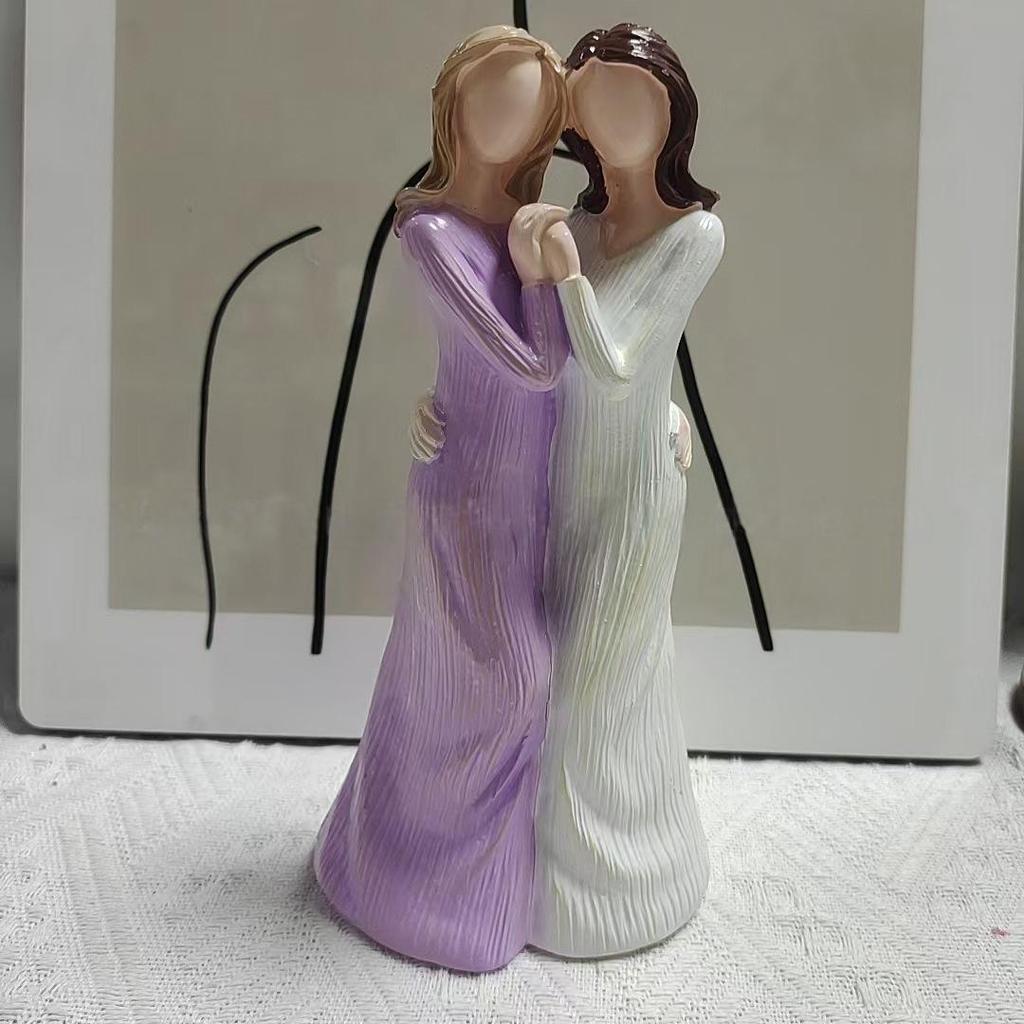 Sister Friendship Statue: Best Friend Gift–Girls Holding Hands Desk Decor