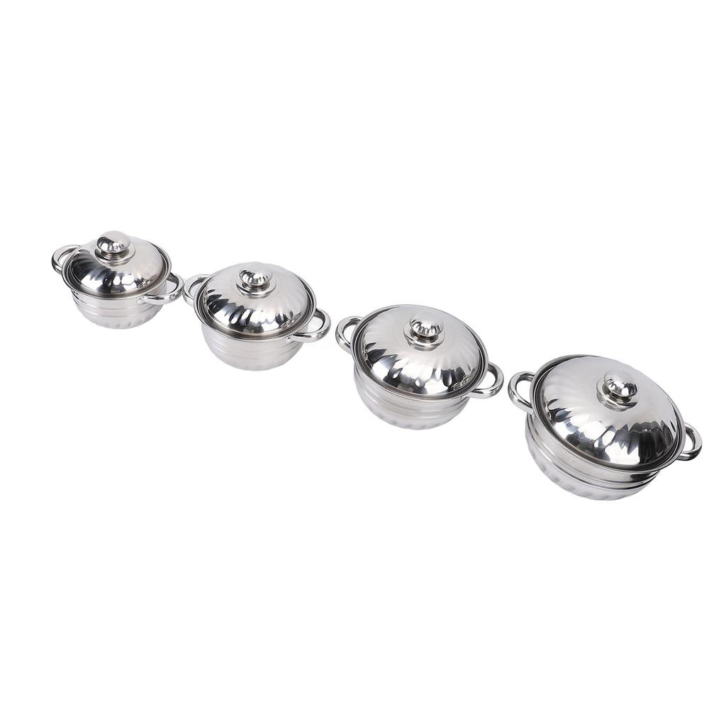 4pcs Stainless Steel Pots Set Stockpot with Lids Dual Handles Sauce Soup Pot for Kitchen Cooking