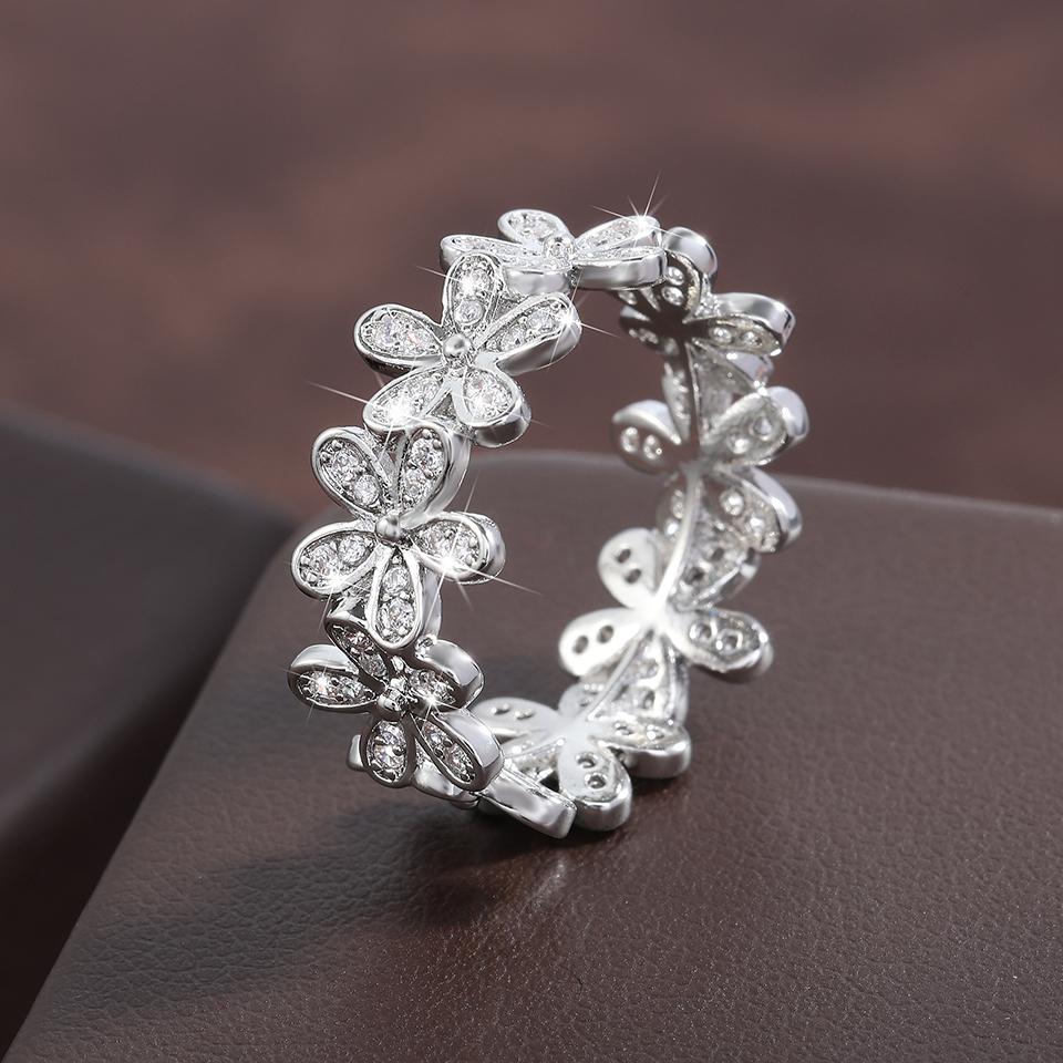 

ZAKOL Простое кольцо для помолвки с ромашками и цирконом для женщин и мужчин, модные парные кольца, свадебный подарок с цирконом resizable