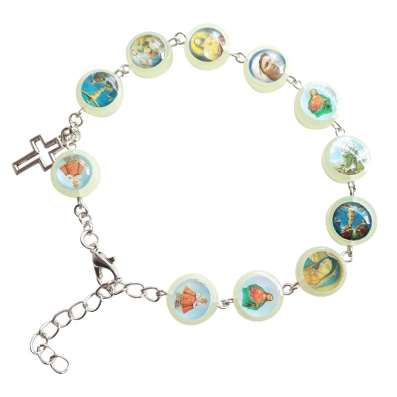 

Luminous Rosary Bracelet,Cross-Pendant-Charms Bead Bracelet Jesus Crucifix Cross Jewelry for Women Men Party Wedding 1