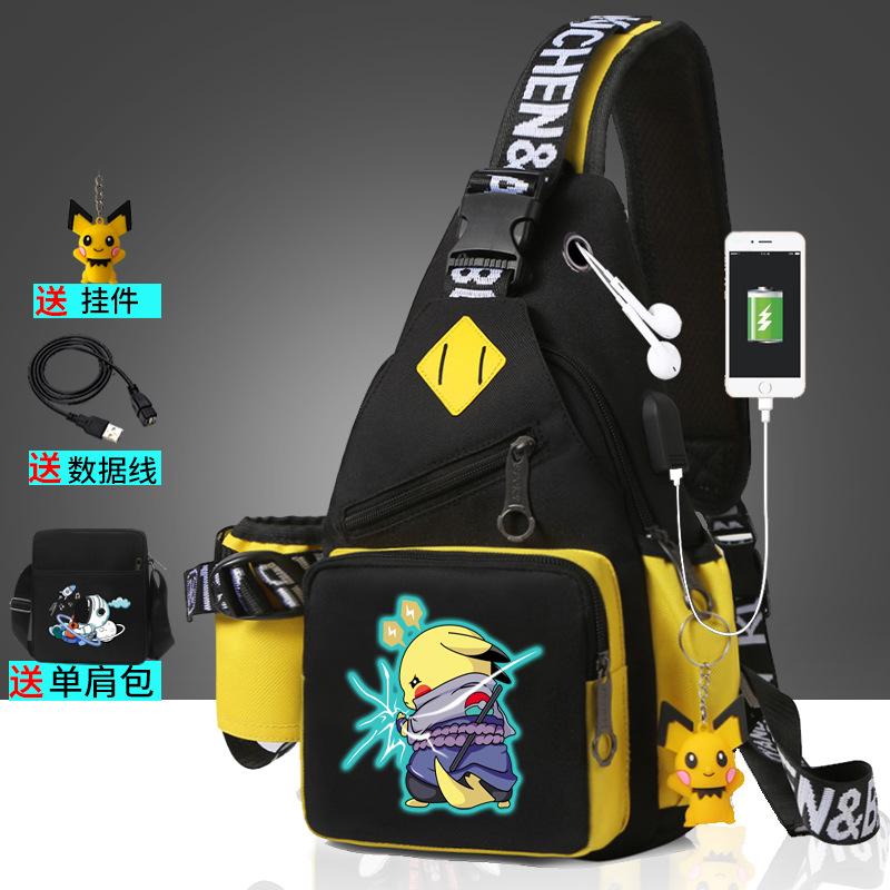 Men's Breast Bag Cartoon Animation Joint Casual Messenger Korean Version Fashion Trend Cross Bag Outdoor Shoulder Bag Small Backpack