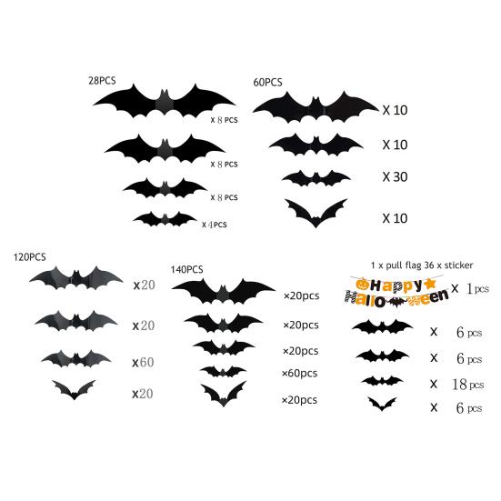 Halloween Bats Decorations Outdoor Indoor 3D Bat Stickers Horror Gothic Theme Paint-Safe Adhesive Waterproof Decals