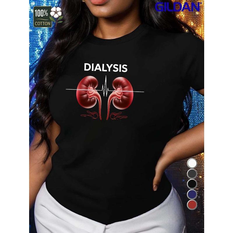 

European sizes Women s Dialysis Kidney Art T-Shirt - Comfort Fit Short Sleeve Casual Top with Dialysis Access Fistula/Venous Catheter Design 4XL