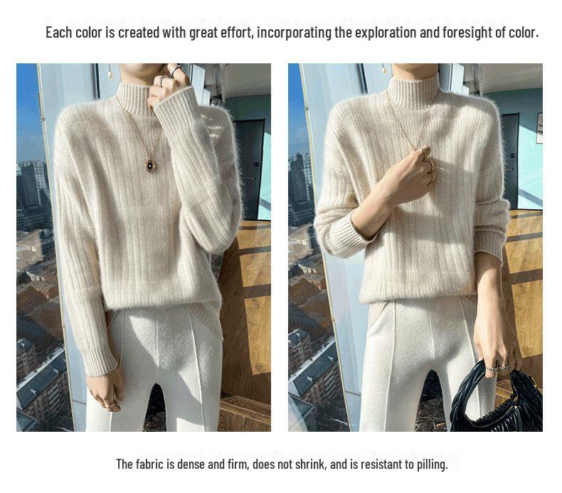 Women's Loose Fit Pure Wool Turtleneck Sweater