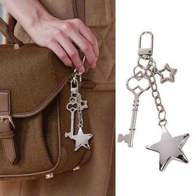Star Key Ornament Gothic Hanging Ornament Fashion Keychain Charm Alloy Texture Suitable for Bag and Key Decorating