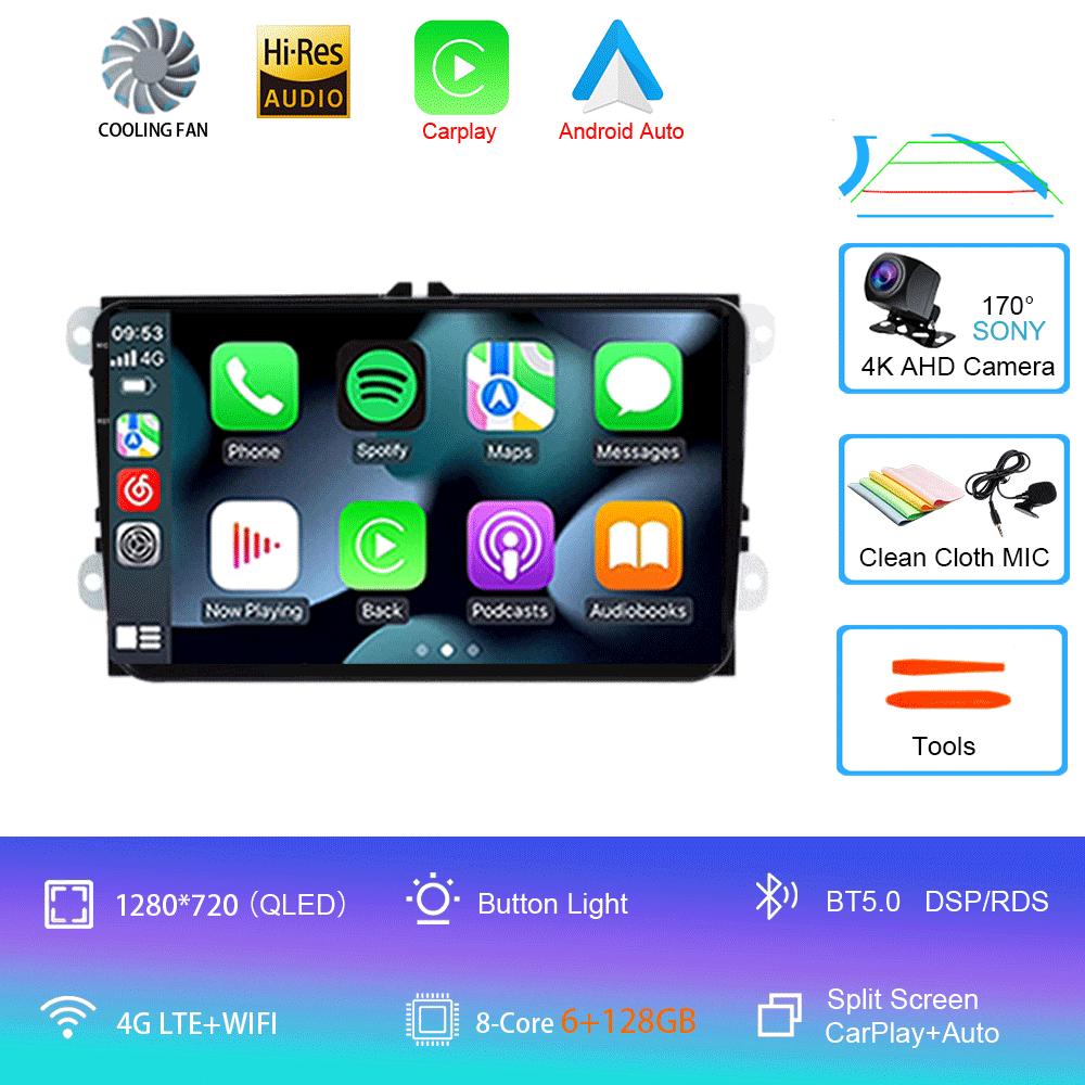 Android 14 For VW Volkswagen Skoda Octavia Golf 5 VW Touran Passat B6 Polo Tiguan Car Multimedia Radio Navigation GPS CarPlay