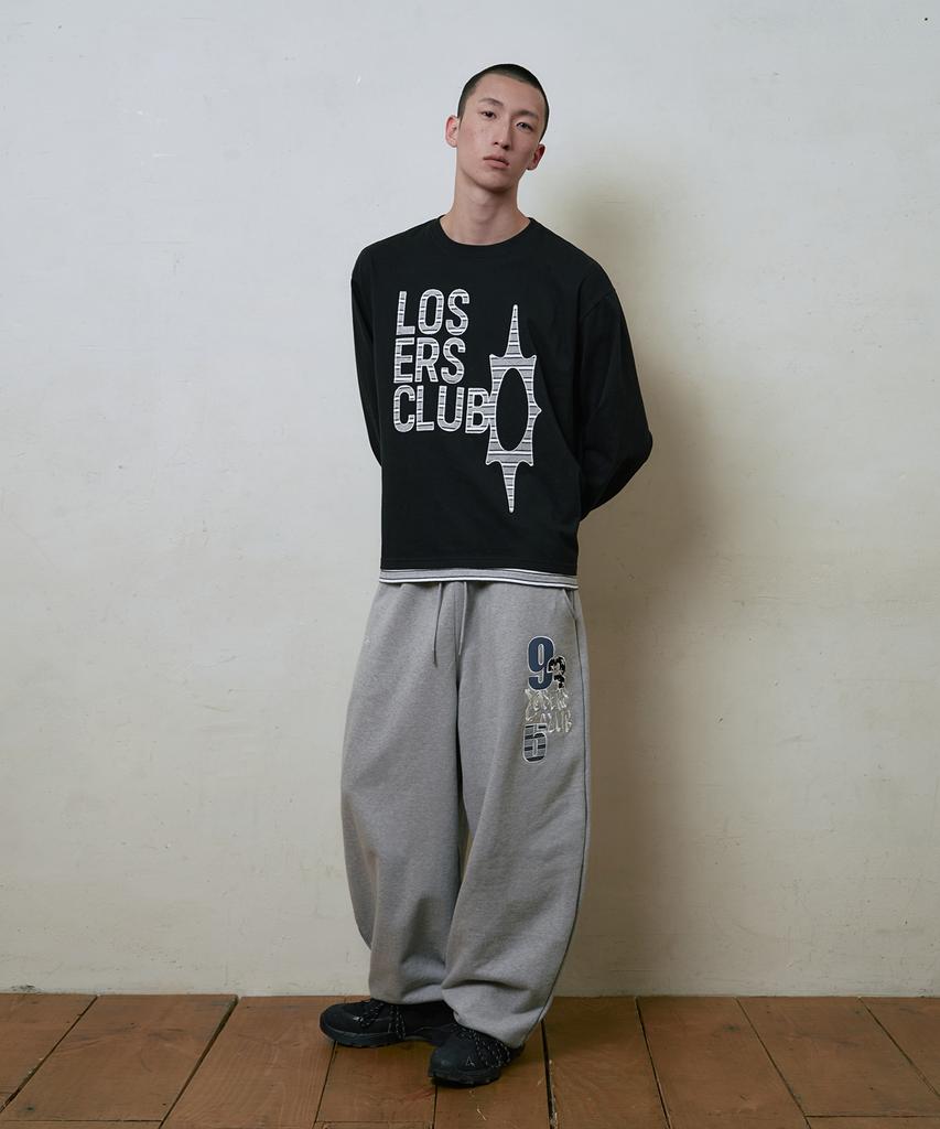 Lujeoseukeulleob Logo Layered Long Sleeve T-Shirt Black