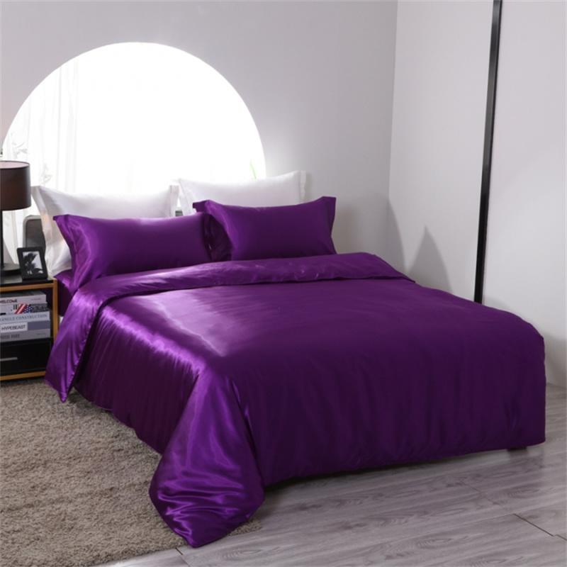 Luxury Mulberry Silk Bedding Set with Duvet Cover Fitted/Flat Bed Sheet Pillowcase Blending Silk Sheet Set Silky Satin Bedsheet