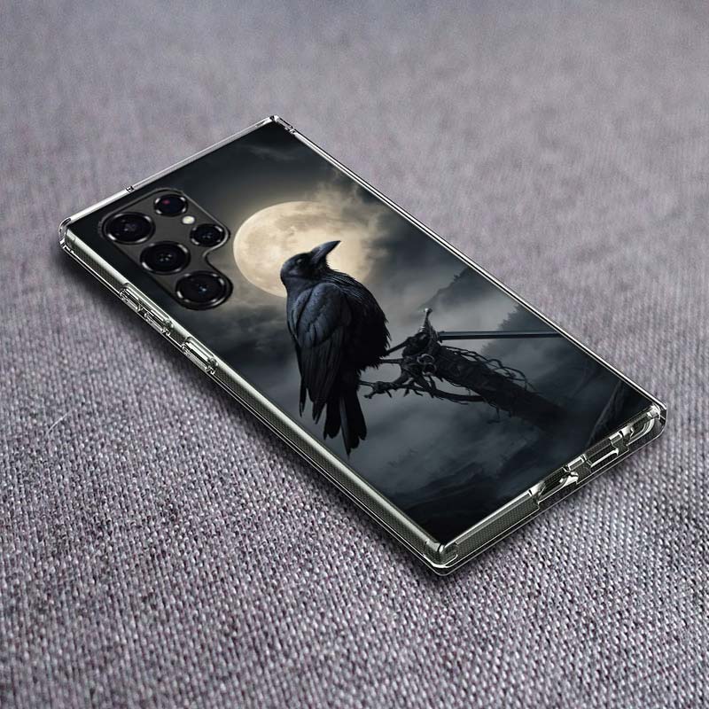 

Raven Dark Crow Phone Case For Samsung Galaxy S24 S23 S21 S20 FE S22 S26 Ultra S25 Edge S10 Plus Cover Clear TPU Capa Shell Coqu Samsung S25 Ultra