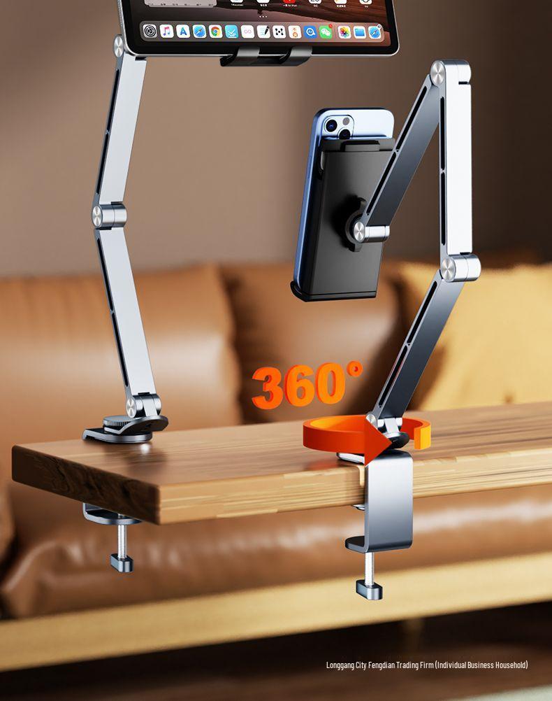 Aluminum Alloy Rotatable Tablet Stand with Mechanical Arm - Universal Desktop Support