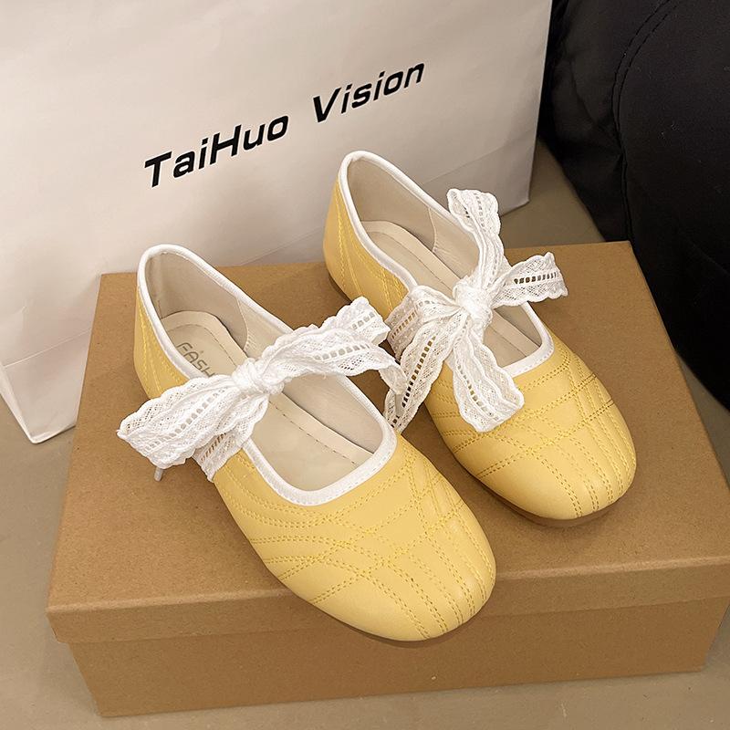 Silver Ballet Style Round Head Inner Height Increase Flat Bottom Shallow Mouth Single Shoes Women's Summer New Versatile Mary Jane Shoes