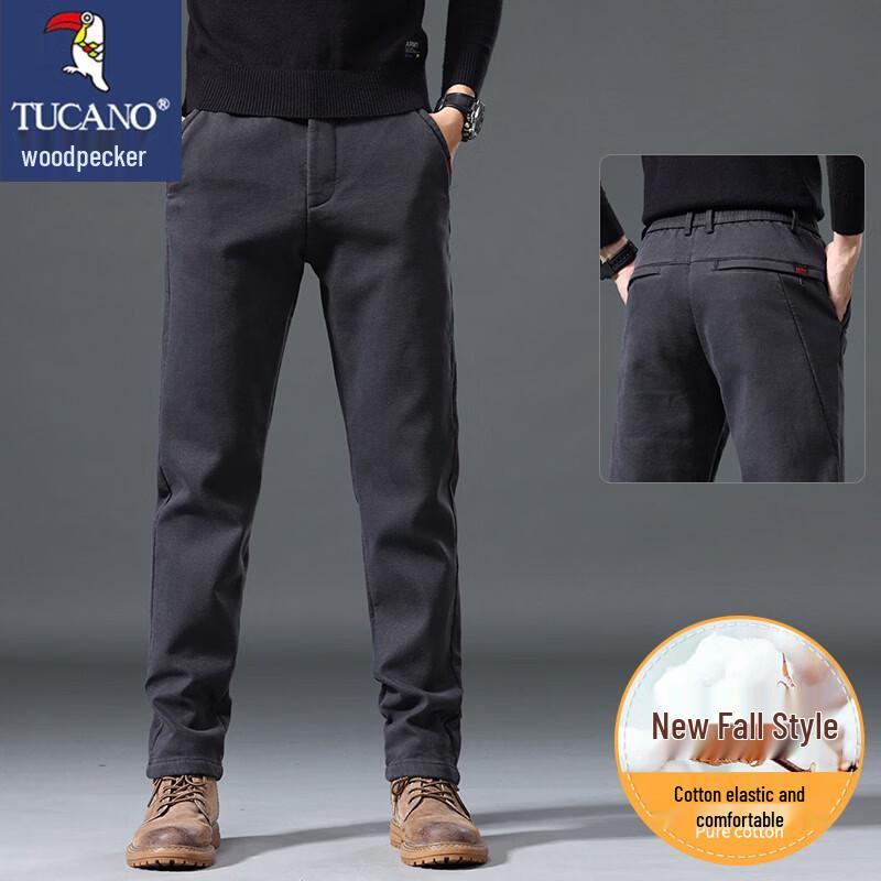 TUCANO Men's Thickened Fleece-Lined Straight-Leg Casual Pants