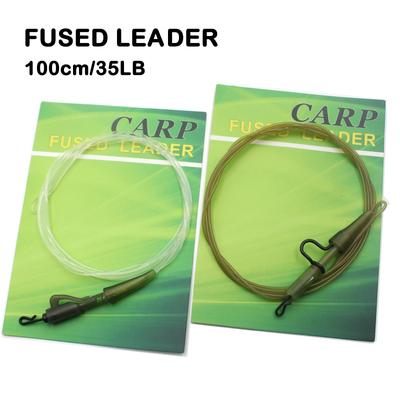 100cm 35LB rybářský vlasec Fluorocarbon Fused Leader QC Hybird Clip Rychlá výměna Otočný návazec Carp Hiar Chod na kapry
