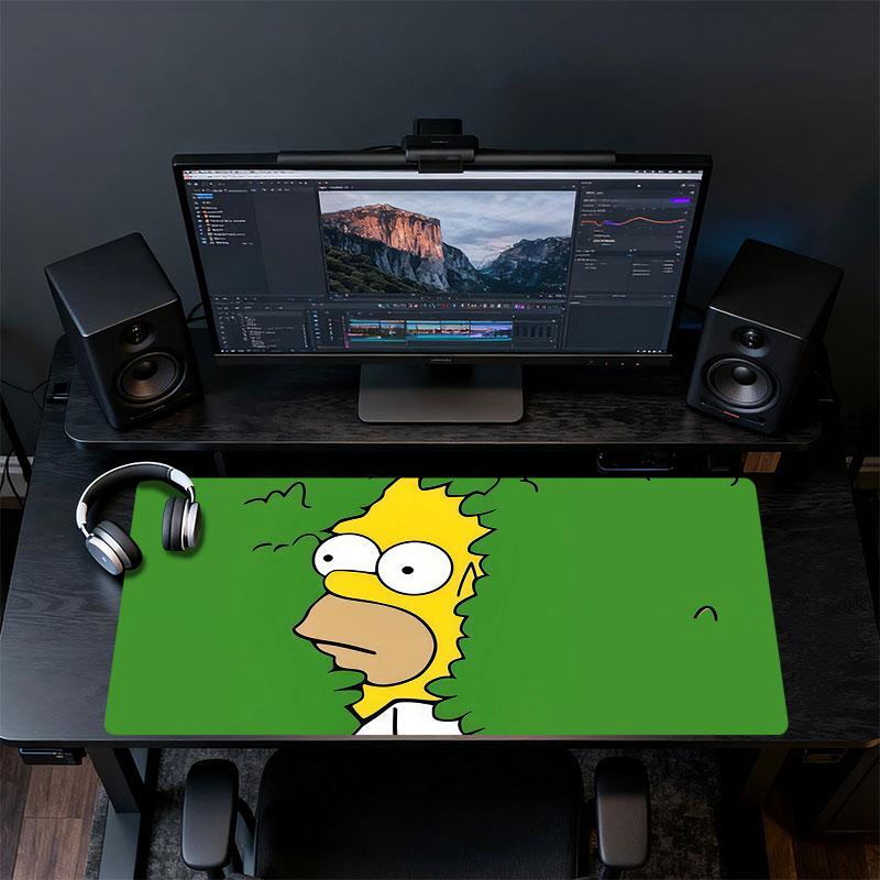 Homer Simpson Mouse Pad, Large Gaming Desk Mat, Non-slip XXL Mousepad for Laptop & Tablet, Mini PC Playmat with Stitched Edges