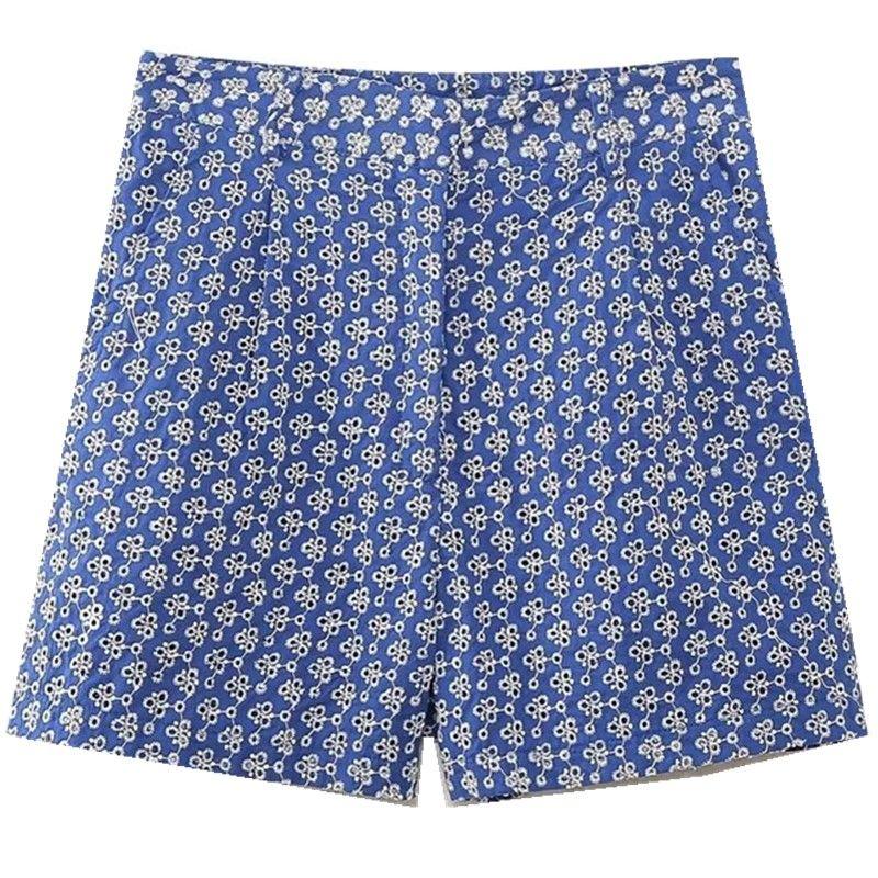 

Fashion Style Summer New Arrival Fashion Trendy Women s Clothing Embroidered High Waist Casual Bermuda Shorts 8073057 420 Dark Blue M