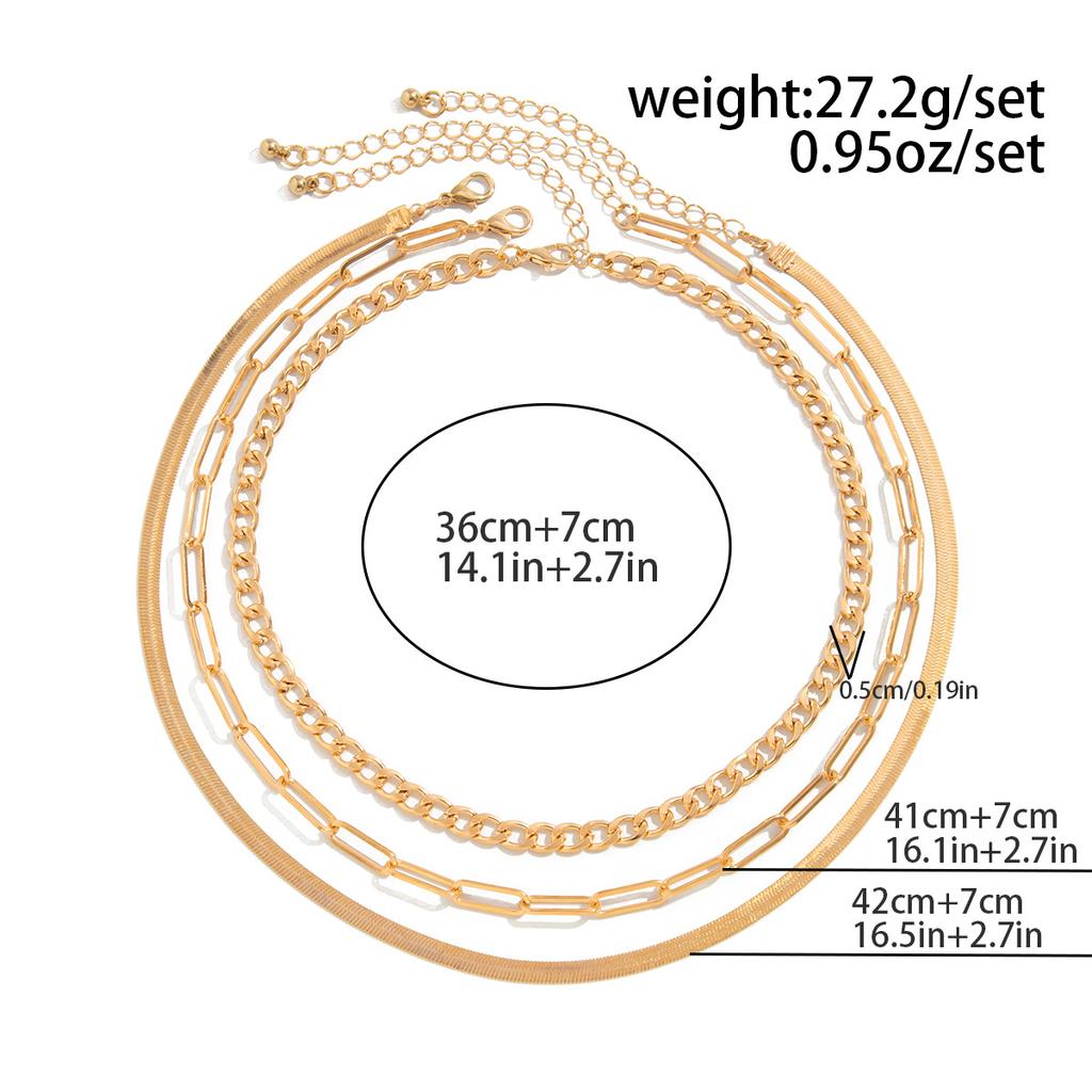Hip Hop Metal Wind Chain Necklace Simple Personality Cuban Multi-layered Clavicle Chain Necklace Set Niche Design