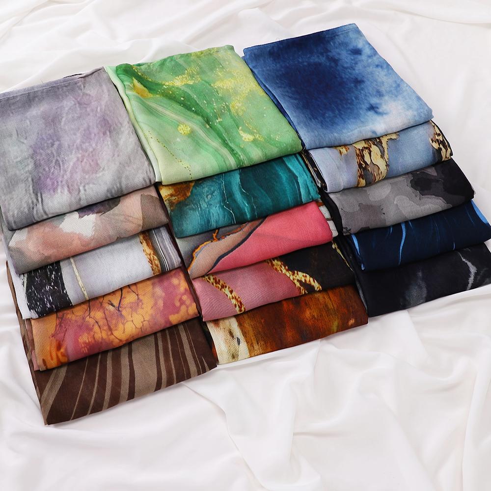 Watercolour Floral Printed Modal Breathable Light Weight Soft Cotton Rayon Viscose Woven Modal Muslim Women Shawl Hijab Scarf