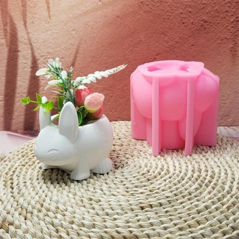 J0MC Rabbits Succulents Plant Silicone Molds Epoxy Resin Molds Flower Pots Mould China Mainland