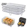 Space-saving Air Fryer Rack 3Pcs Stackable Dehydrator Racks Stainless Steel Compact Basket Tray Accessories for Oven Microwave Baking Roasting Storage