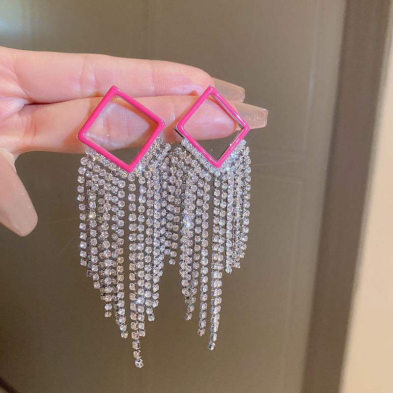 Silver Needle Water Drop Tassel Earrings - Light Luxury High-End Design for Women's Fashion.