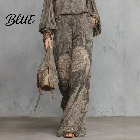 Breathable Fabric Clothes Boho Print 2 Piece Sets for Women Casual Long Sleeve