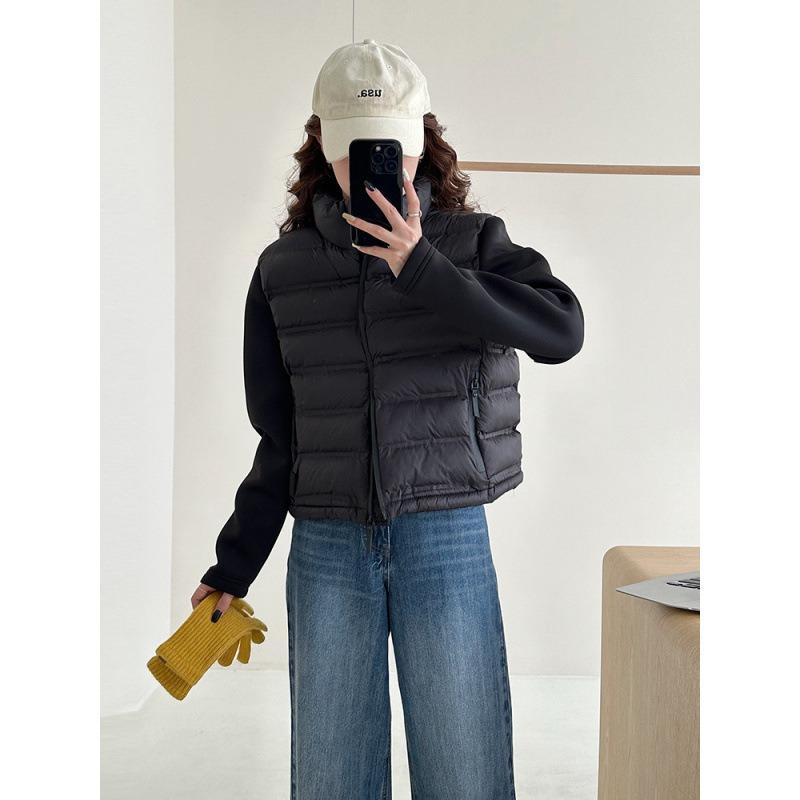 Autumn and winter new down padded jacket women's jacket splicing stand-up collar padded jacket casual versatile small padded jacket