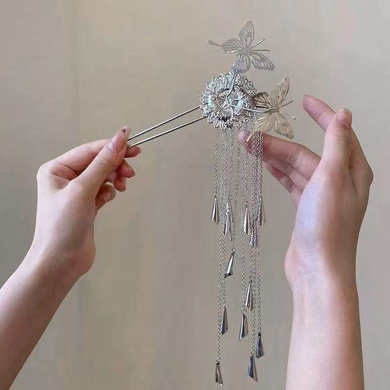 1PC Butterfly Tassel Hairpin Photography Tassel Dress Alloy Holiday Celebrations Exquisite Gift Classical Stage Performances