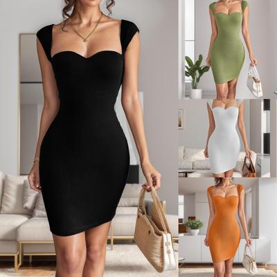 Spring European American Women's Sexy Sleeveless Bodycon Knit Dress