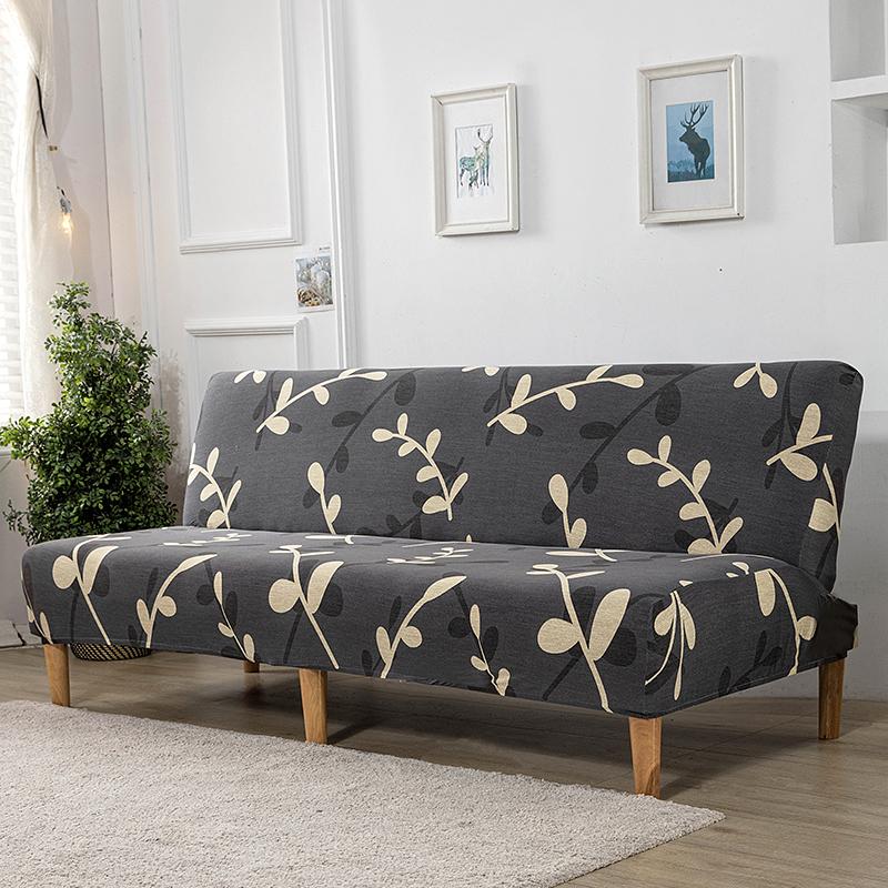 Armless Futon Cover Stretch Sofa Bed Cover Protector High Spandex Elastic Futon Slipcover With Elastic Bottom Machine Washable