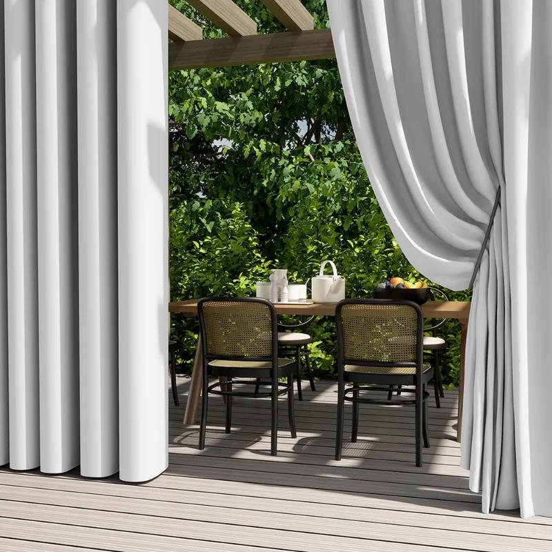 Solid Color Exterior Curtain Suitable  Waterproof Oxford Cloth Privacy Grommet Curtain For Gazebo Front Porch Pergola Patio