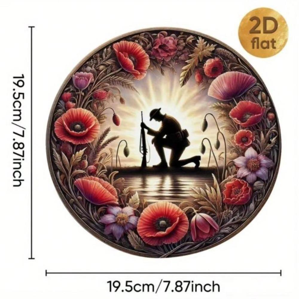 Patriotic Round Aluminum Metal Wall Art Sign Home Decor Memorial Day