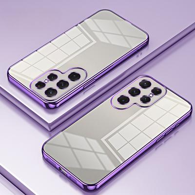 Funda de teléfono transparente galvanizada para Samsung Galaxy S24 Ultra S23 S22 S21 FE Plus A15 A25 A35 A55 A14 A24 A34 A54 A13 A53 A73 A52 A12 M32 M12 Contraportada
