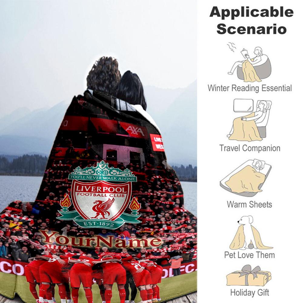 Liverpool Customize Text Blanket Throw Personalized Blanket Soft Warm Cozy Perfect for Living Room Office Chair Seaside Picnics for All Occasions